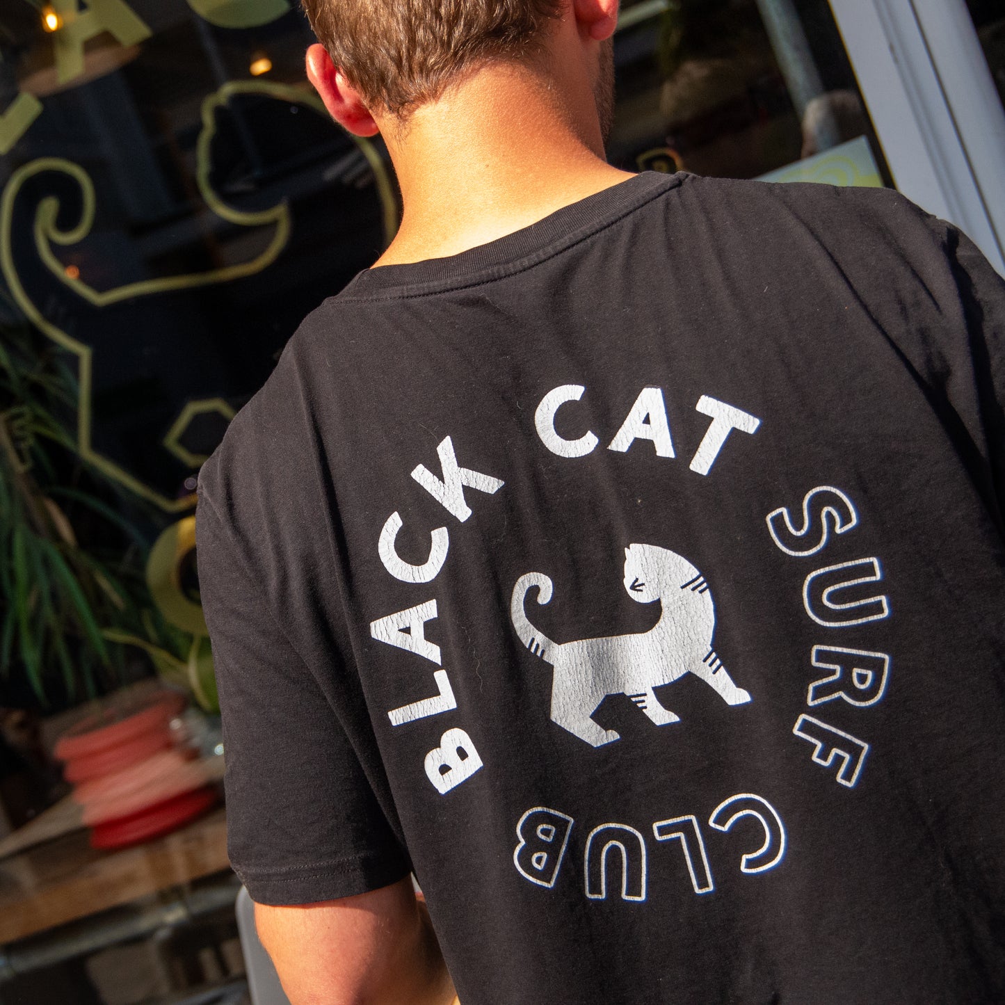 Black Cat Typography T-shirt