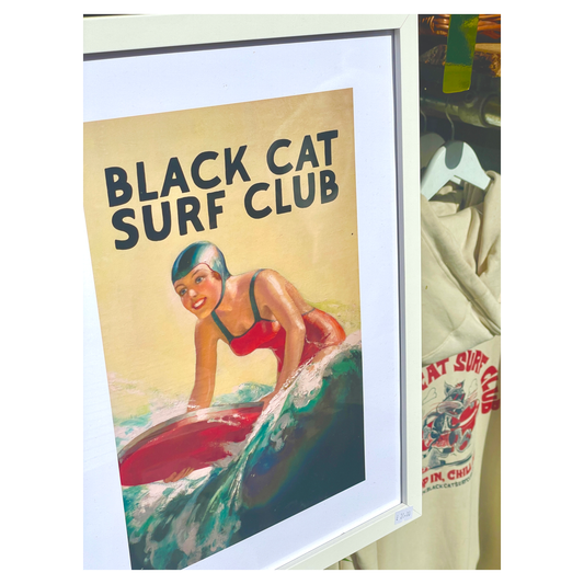Black Cat Surf Club Retro Print
